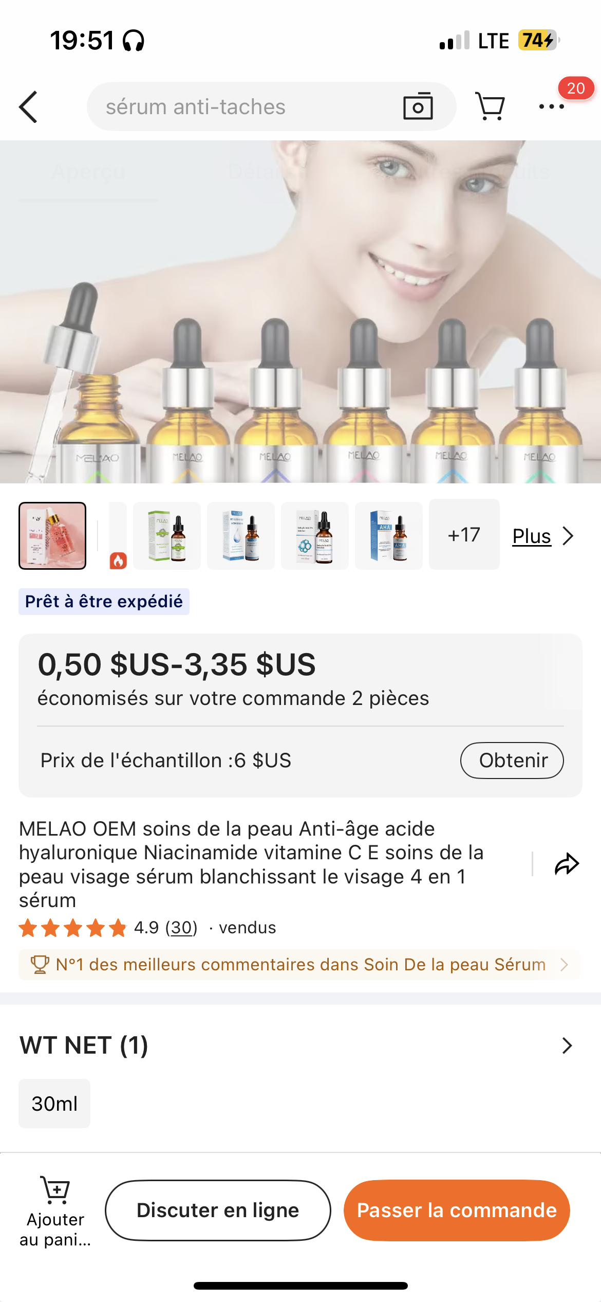 ✨ AMS Éclat Suprême – Sérum Visage 4 en 1 Vitamine C, Acide Hyaluronique & Plus | Hydratation & Glow Instantané ✨