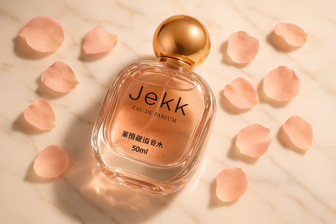 Parfum JeKK romantique 50ml bouchon doré pétales roses - eau de parfum féminin floral élégant
