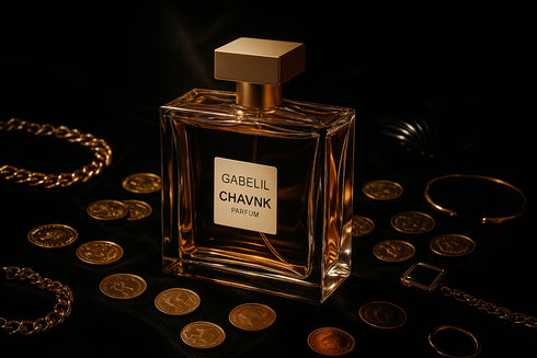 Parfum Gabelil Chavnk luxe pièces or bijoux - fragrance féminine précieuse prestige élégance