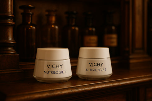Vichy Nutrilogie 1 et 2 pharmacie ancienne - crèmes vitamine E tradition expertise dermatologique