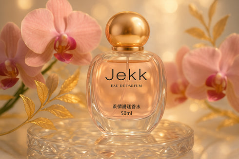 Parfum JeKK romantique 50ml orchidées roses feuilles dorées - eau de parfum féminin floral luxe