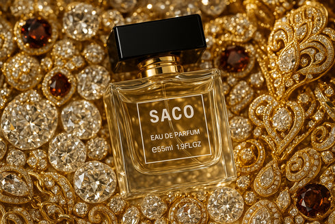 Parfum SACO unisexe diamants pierres précieuses or - eau de parfum luxe prestige joaillerie