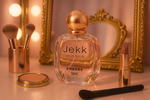Parfum JeKK romantique coiffeuse maquillage miroir doré - eau de parfum féminin lifestyle élégant