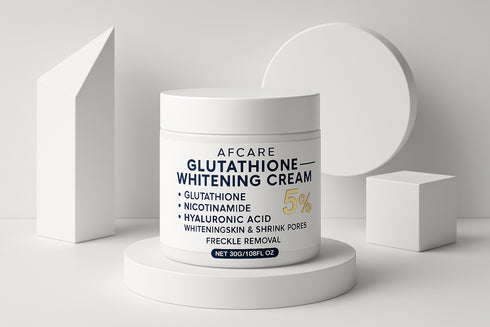 Crème AFCARE Glutathione 5% design minimaliste moderne - soin visage blanchissant anti-taches épuré