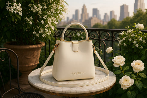 Sac blanc sur balcon jardin de luxe