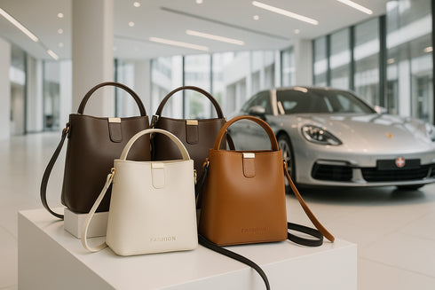 Sacs dans un showroom automobile de luxe suisse