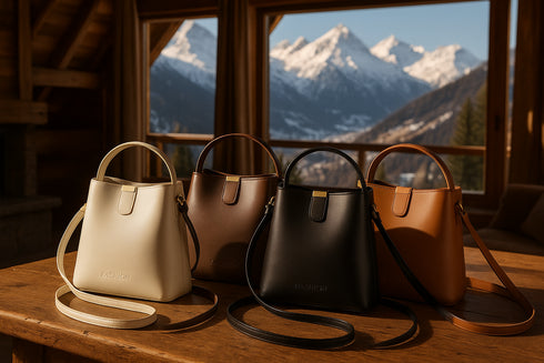 Sacs de luxe dans un chalet suisse